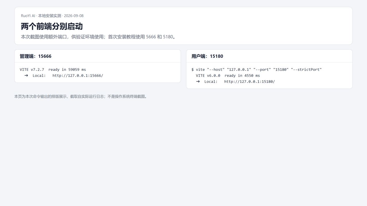 本次管理端与用户端启动命令的实际输出